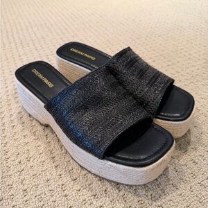 NWOT Dream Pairs Black Raffia Platform Wedge